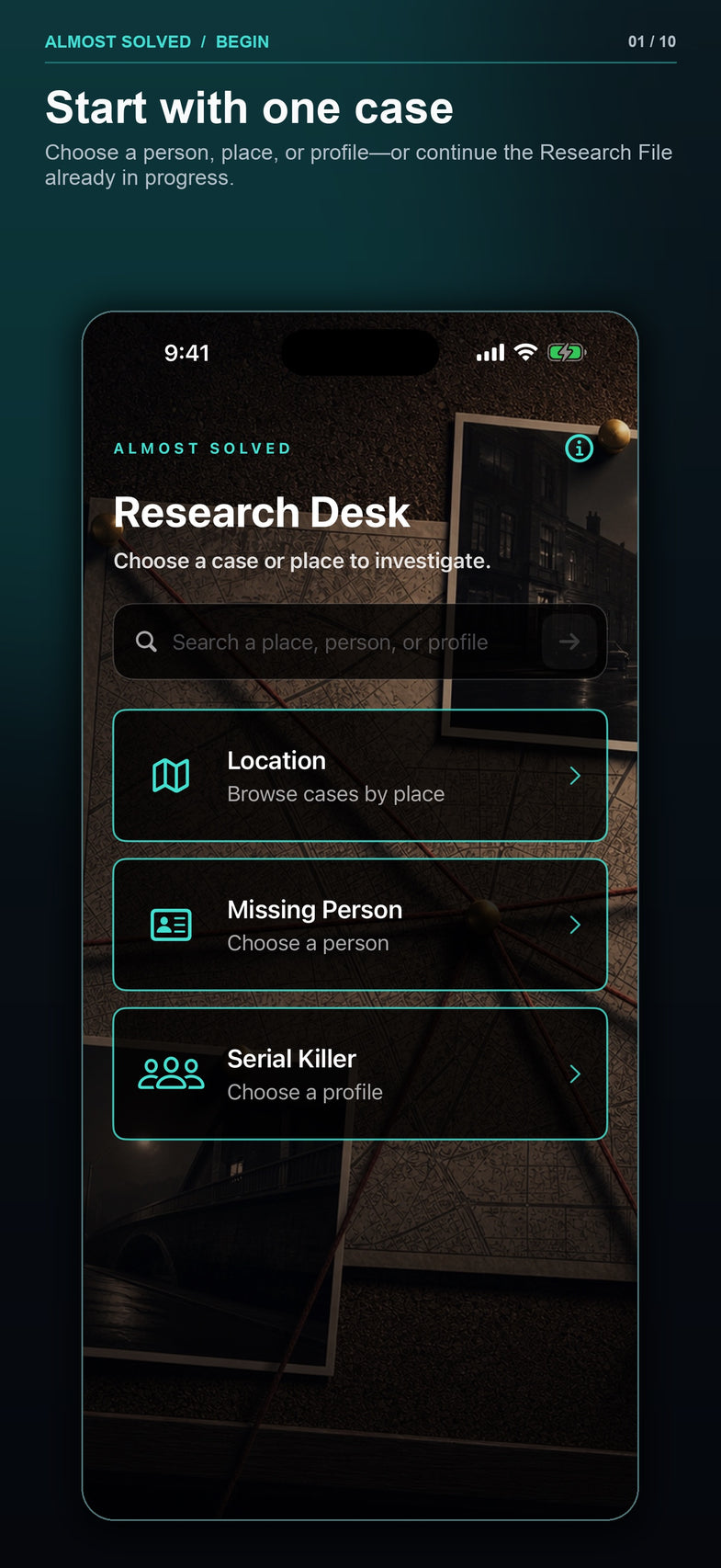 Build 33 screenshot 1 of 10 showing the Almost Solved Research Desk