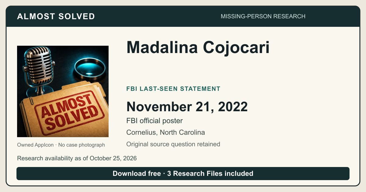 Almost Solved AppIcon beside Madalina Cojocari’s source-labeled 2022-11-21 date. No case photograph.